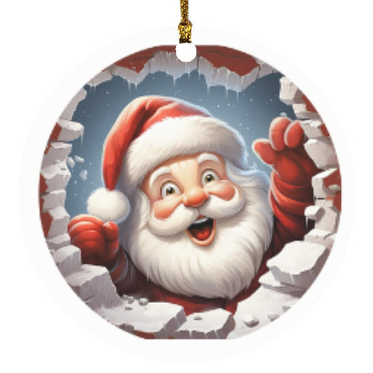 Santa Waving 3d Ornament