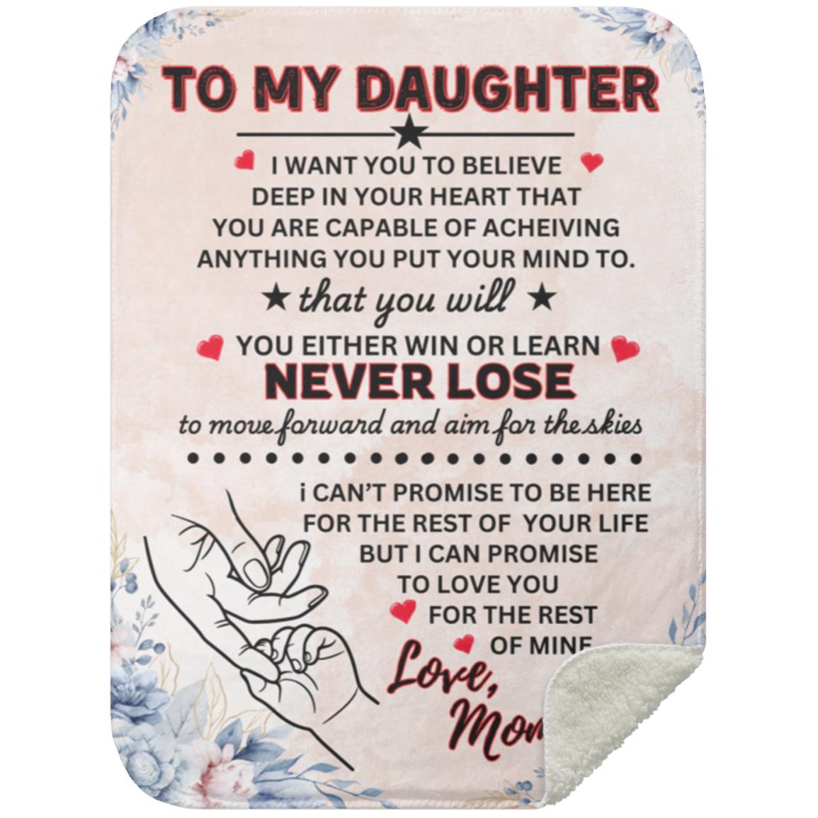 To My Daughter Love Mom Blanket