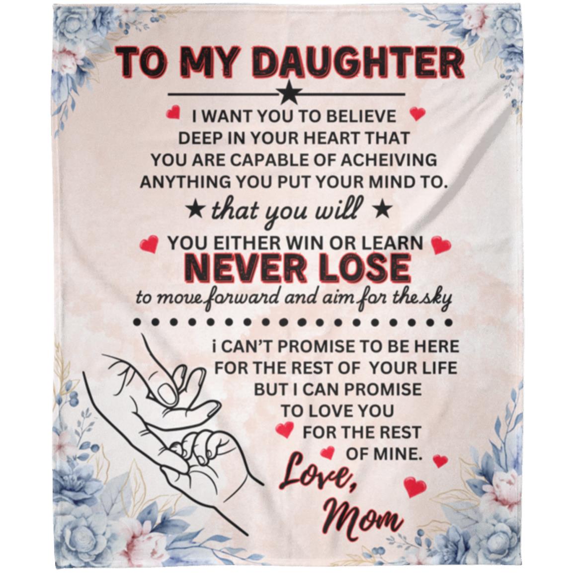 To My Daughter Love Mom Blanket