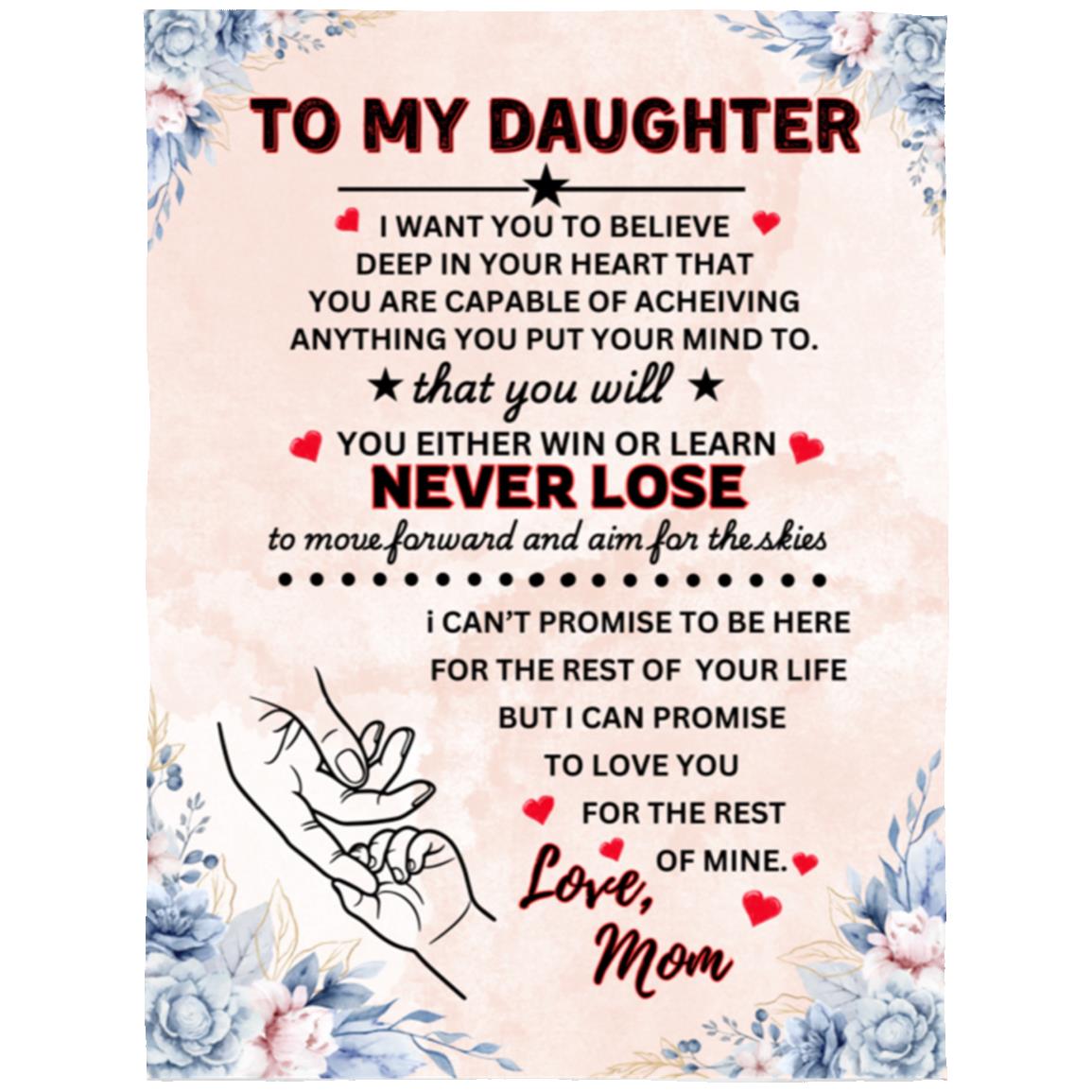 To My Daughter Love Mom Blanket