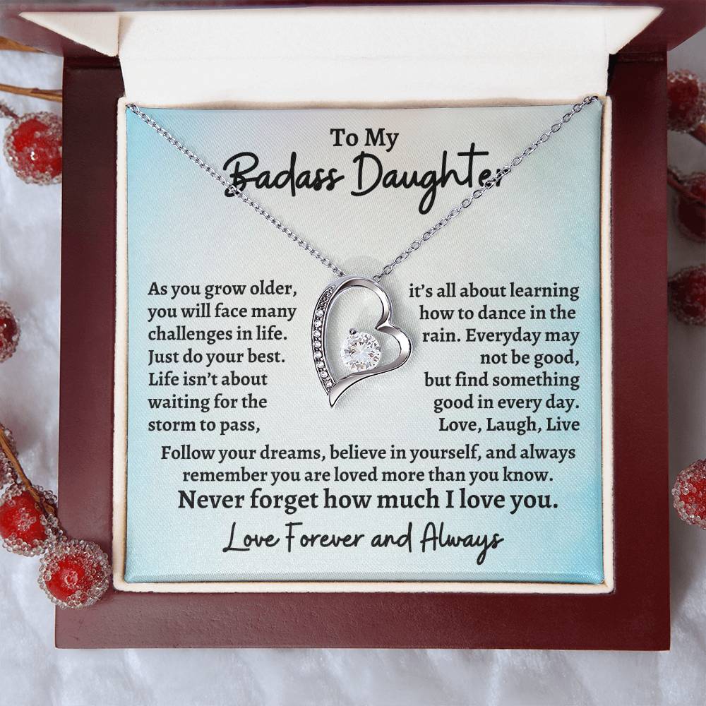 To My Badass Daughter Forever Love Necklace