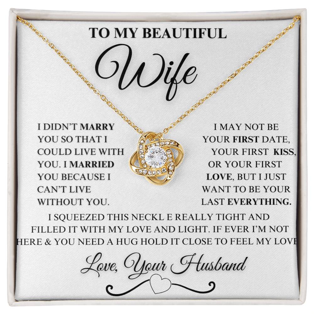 To My Beautiful Wife Love Knot Necklace