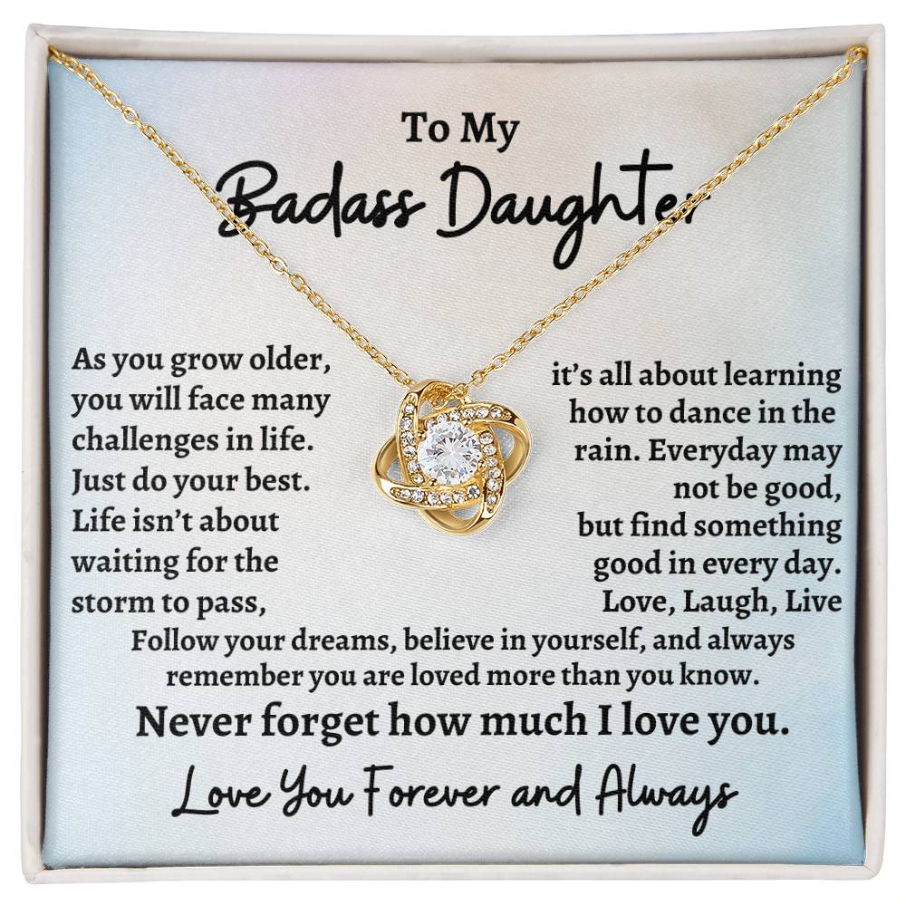 To My Badass Daughter Love Knot Necklace