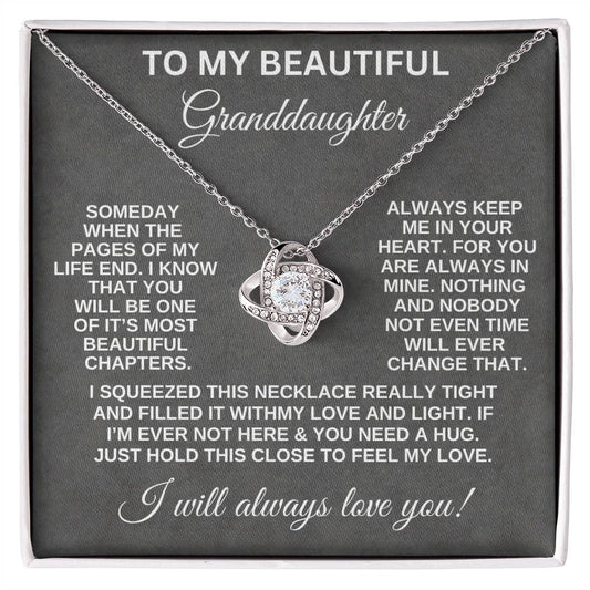 To My Granddaughter Love Knot Necklace