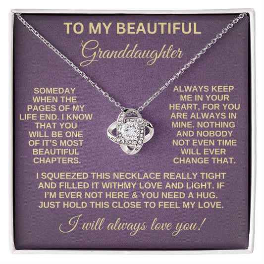 To My Granddaughter Love Knot Necklace