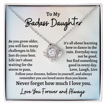 To My Badass Daughter Love Knot Necklace