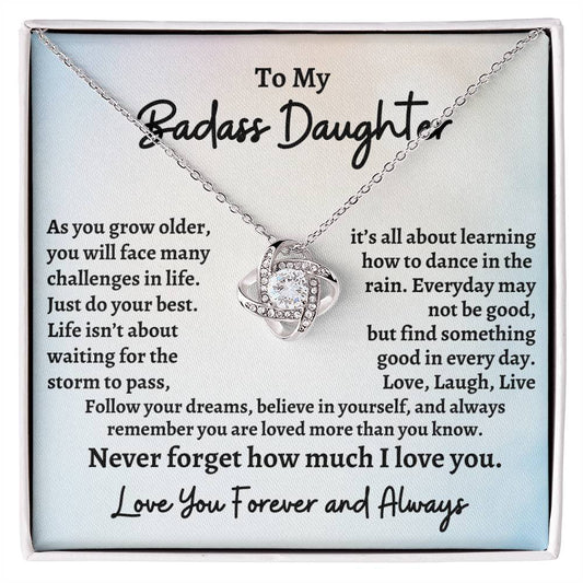 To My Badass Daughter Love Knot Necklace