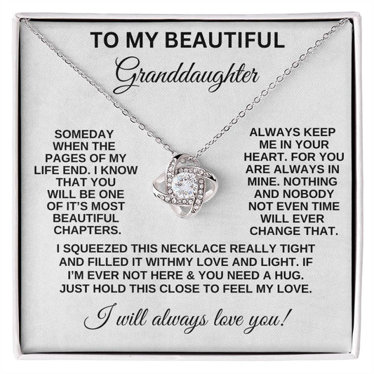 To My Granddaughter Love Knot Necklace