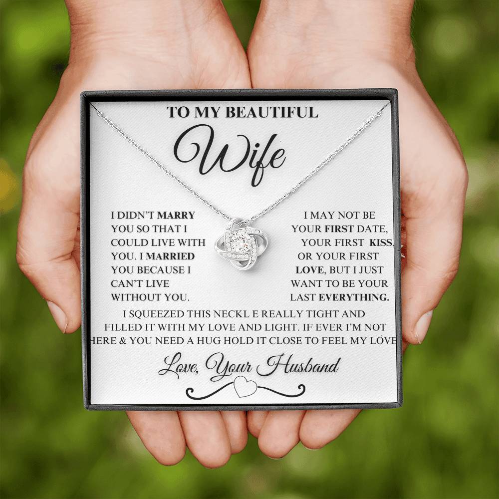 To My Beautiful Wife Love Knot Necklace