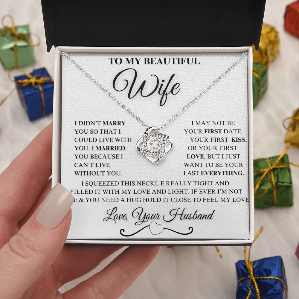 To My Beautiful Wife Love Knot Necklace